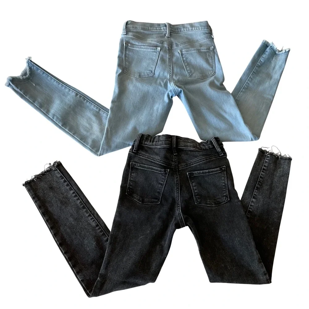 Old Navy Kids Girls Jeans‎ 2 Pack Rockstar Skinny Light Blue Black Size 10